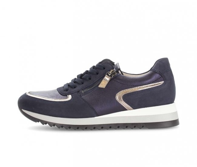 Gabor Damen Sneaker Low Blau - Materialmix Leder