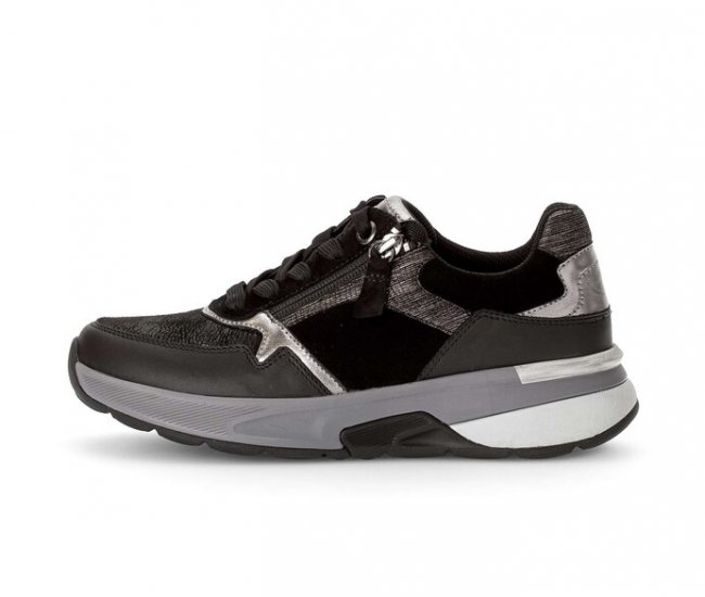 Gabor Damen Sneaker Low Schwarz - Materialmix Leder/Lederimitat