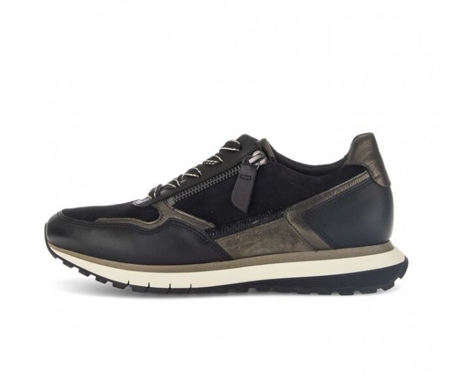 Gabor Damen Sneaker Low Schwarz - Materialmix Leder