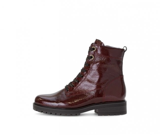 Gabor Damen Schnürstiefelette Rot - Lackleder