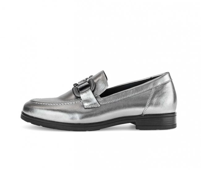 Gabor Damen Slipper Silber - Effektleder