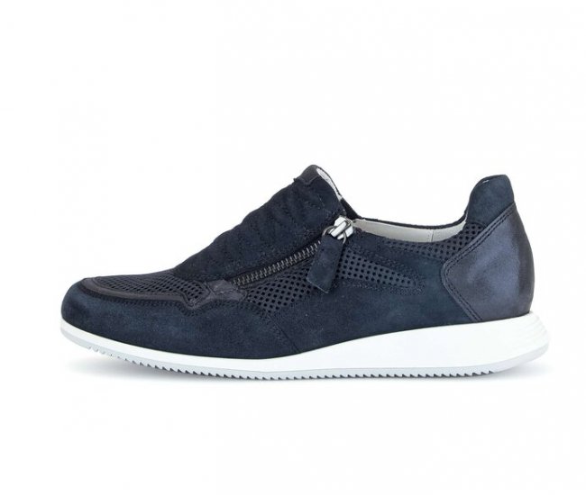 Gabor Damen Sneaker Low Blau - Materialmix Leder/Lederimitat