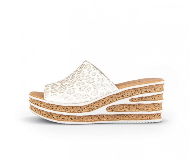Gabor Damen Pantolette Gold - Leder Reptiloptik