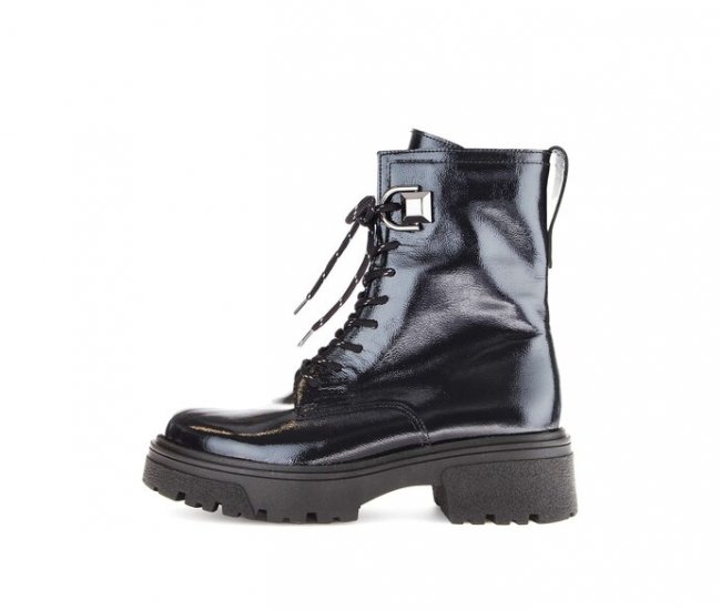 Gabor Damen Biker Boots Blau - Lackleder