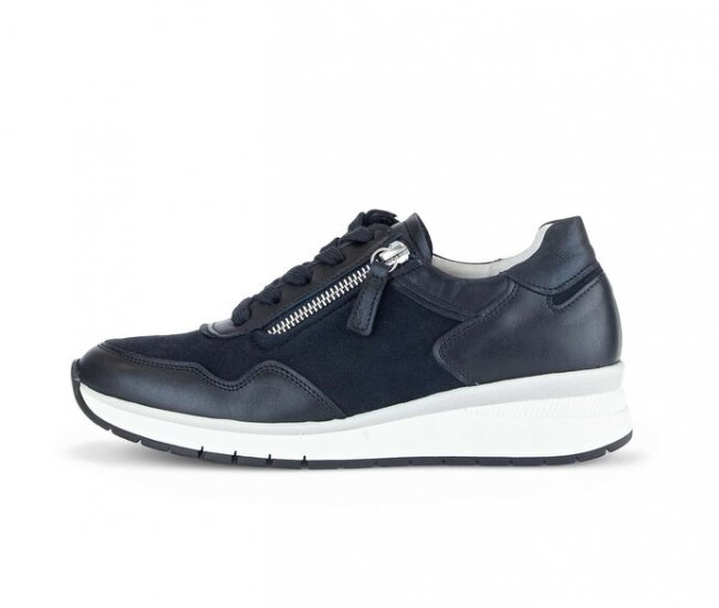 Gabor Damen Sneaker Low Blau - Materialmix Leder/Lederimitat