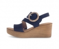 Gabor Damen Keilsandalette Blau - Rauleder