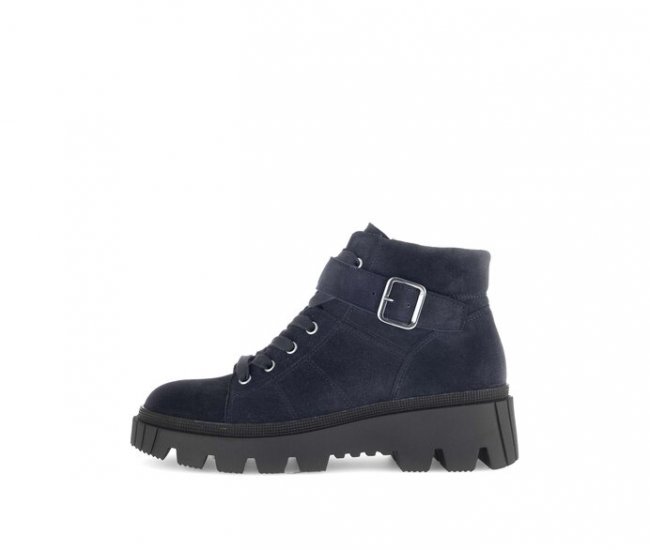 Gabor Damen Schnürstiefelette Blau - Rauleder
