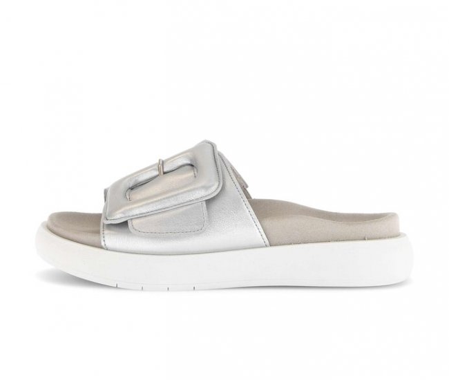 Gabor Damen Pantolette Silber - Effektleder