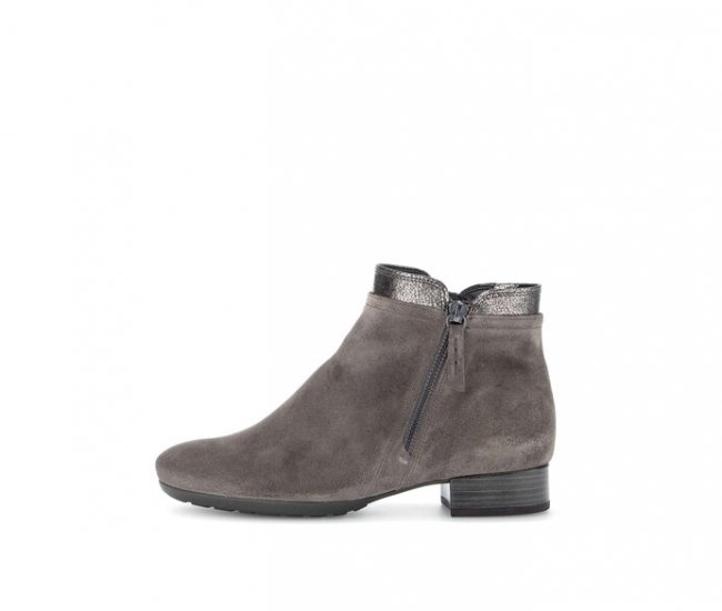 Gabor Damen Sportliche Stiefelette Grau - Materialmix Leder