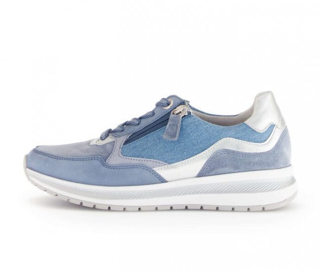 Gabor Damen Sneaker Low Blau - Materialmix Leder/Lederimitat