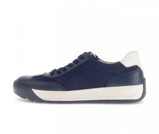 Gabor Damen Sneaker Low Blau - Materialmix Leder