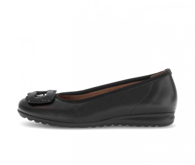 Gabor Damen Sportliche Ballerina Schwarz - Glattleder
