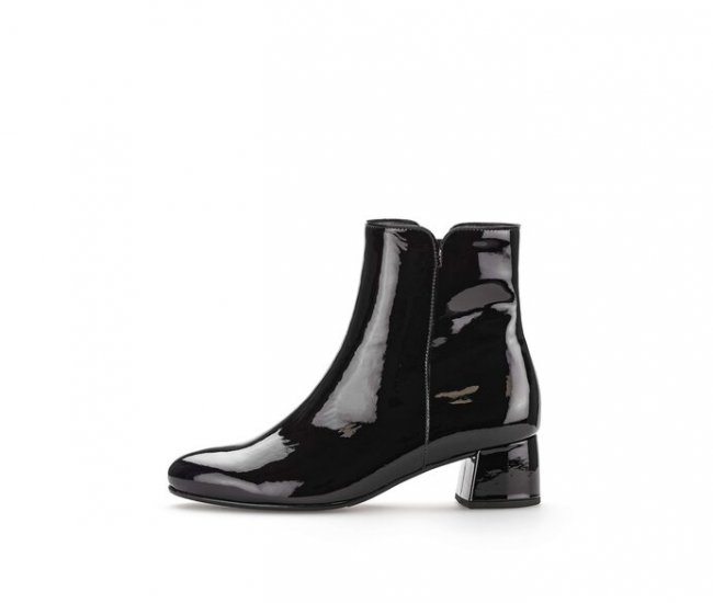 Gabor Damen Elegante Stiefelette Schwarz - Lackleder