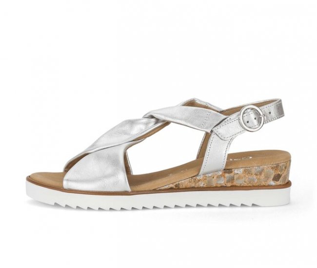 Gabor Damen Keilsandalette Silber - Effektleder