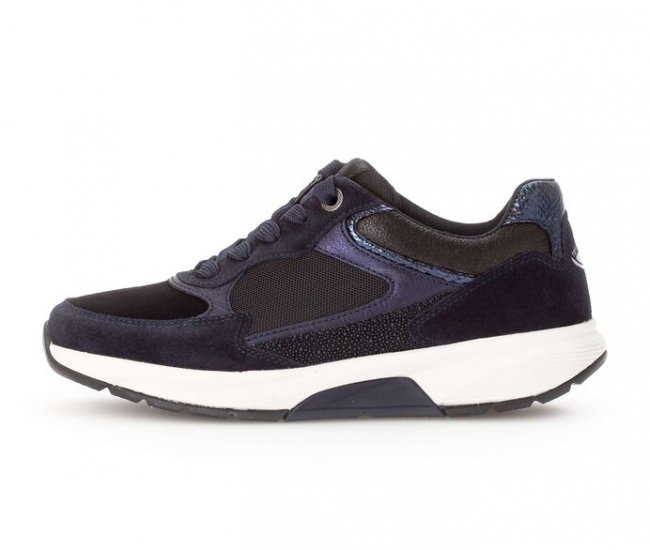 Gabor Damen Sneaker Low Blau - Materialmix Leder/Lederimitat