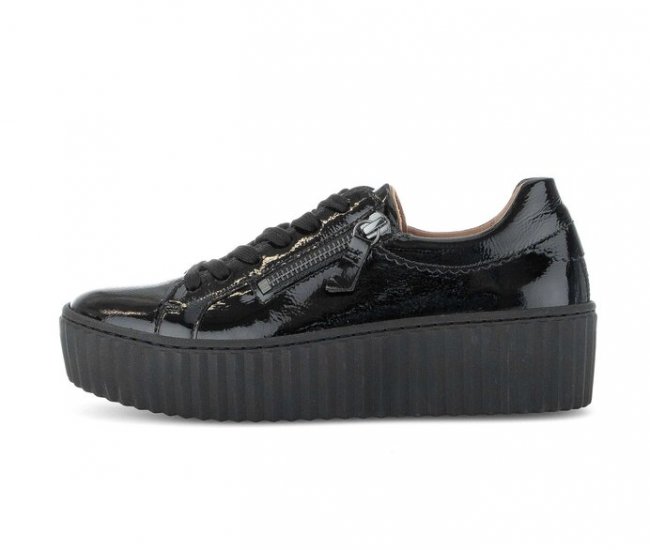 Gabor Damen Sneaker Low Schwarz - Lackleder