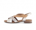 Gabor Damen Riemchensandale Gold - Materialmix Leder