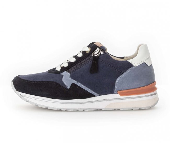 Gabor Damen Sneaker Low Blau - Materialmix Leder