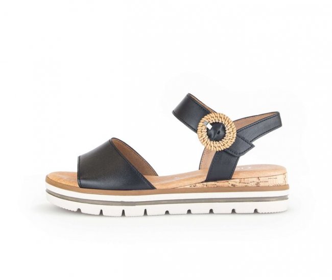 Gabor Damen Keilsandalette Schwarz - Glattleder