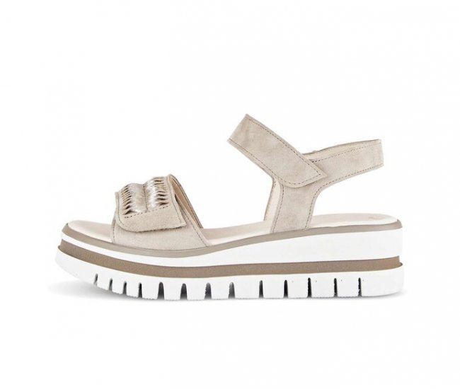 Gabor Damen Plateau Sandale Beige - Rauleder