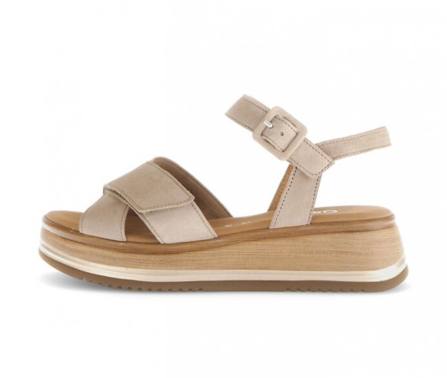 Gabor Damen Plateau Sandale Beige - Rauleder