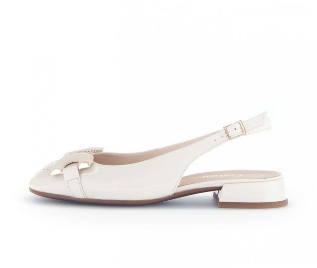 Gabor Damen Slingpumps Creme - Lackleder