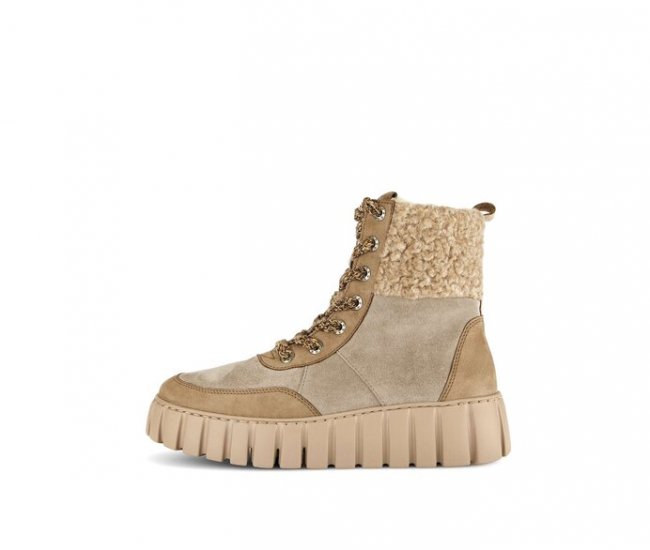 Gabor Damen Plateau Stiefelette Beige - Materialmix Leder/Lederimitat