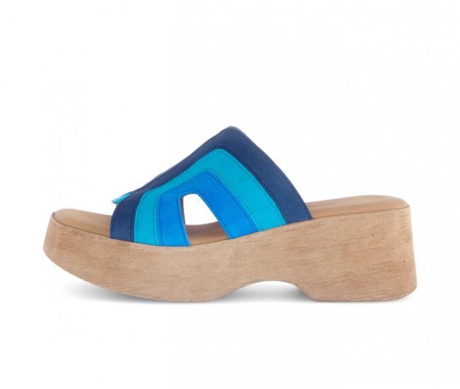 Gabor Damen Plateau Sandale Blau - Rauleder
