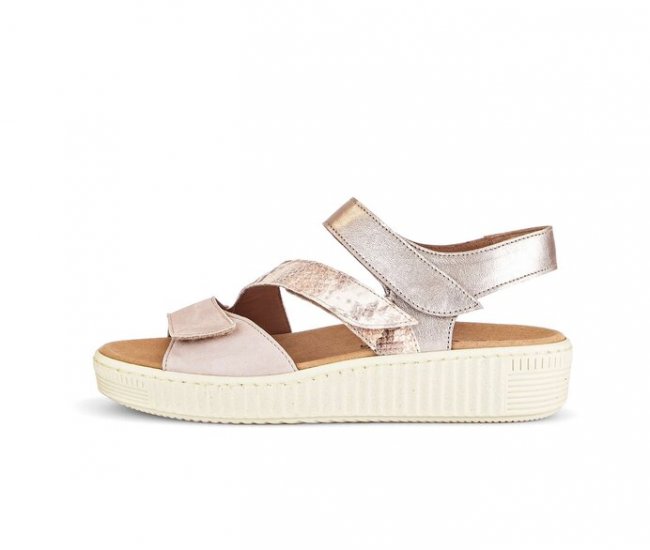 Gabor Damen Riemchensandale Rosa - Materialmix Leder