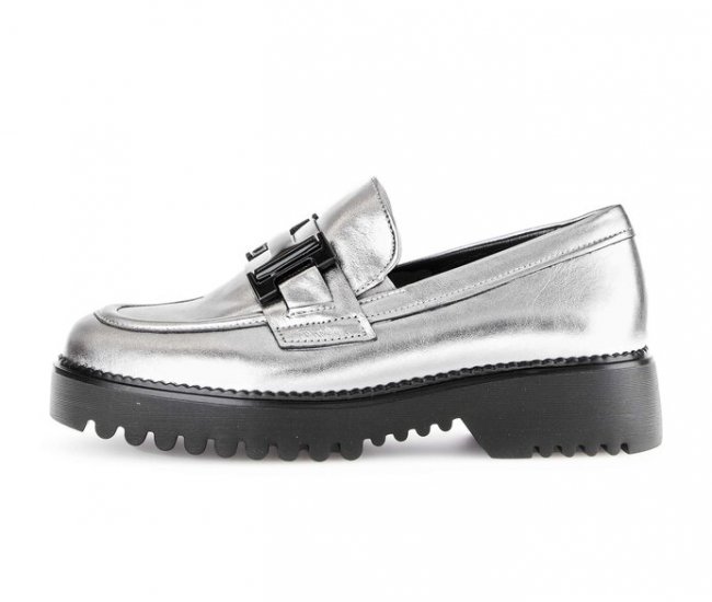 Gabor Damen Loafer Silber - Effektleder