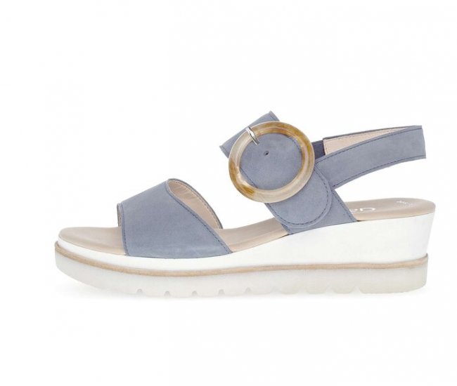 Gabor Damen Keilsandalette Blau - Rauleder