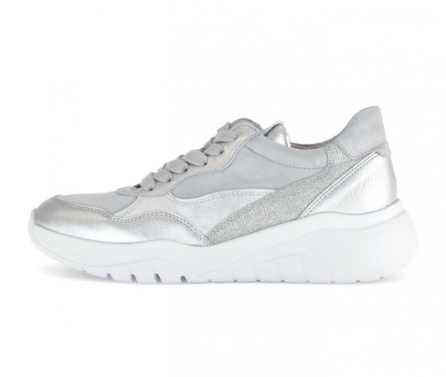 Gabor Damen Sneaker Low Silber - Materialmix Leder/Lederimitat