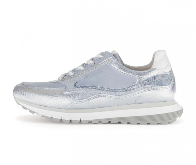 Gabor Damen Sneaker Low Blau - Materialmix Leder