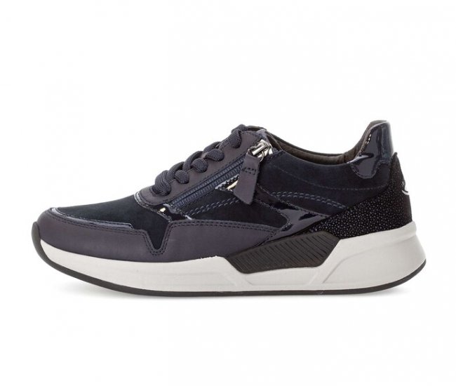 Gabor Damen Sneaker Low Blau - Materialmix Leder