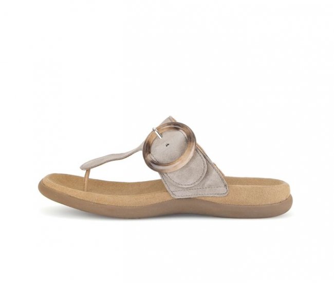 Gabor Damen Zehentrenner Beige - Rauleder