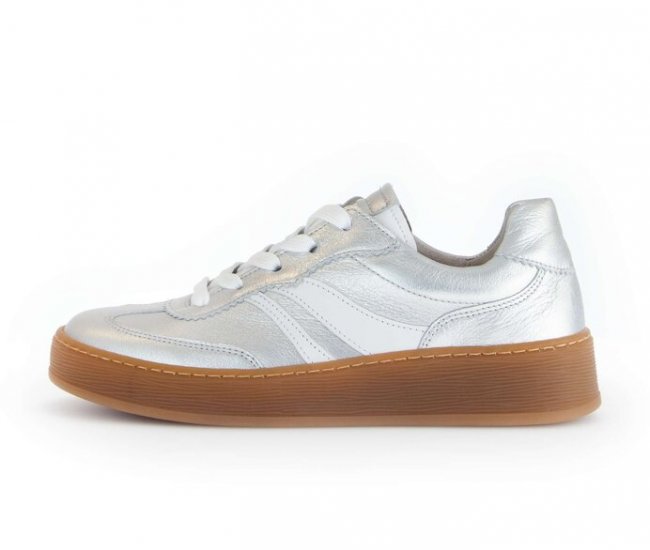Gabor Damen Sneaker Low Silber - Materialmix Leder