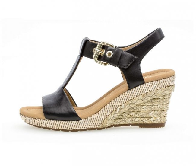 Gabor Damen Keilsandalette Schwarz - Glattleder