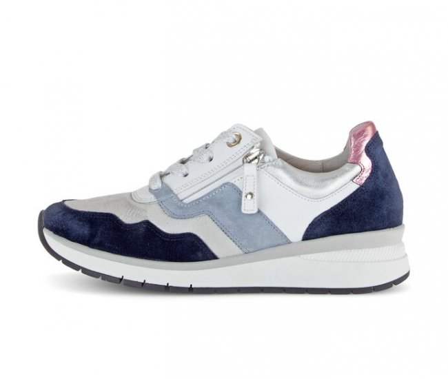 Gabor Damen Sneaker Low Blau - Materialmix Leder/Lederimitat