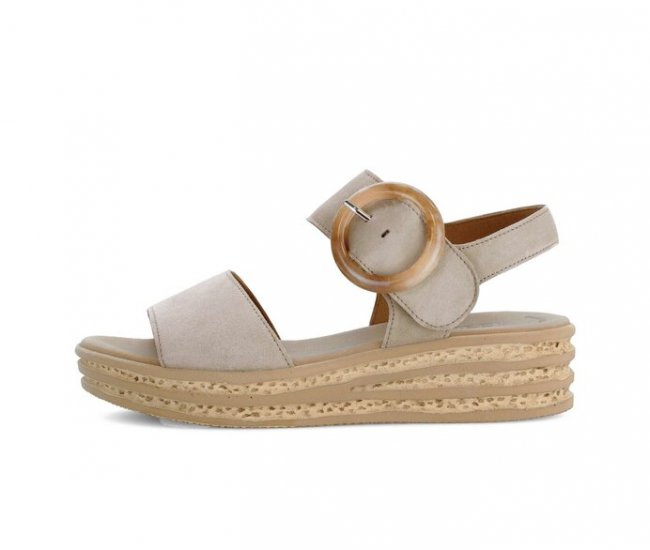 Gabor Damen Plateau Sandale Beige - Rauleder