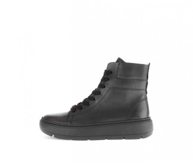 Gabor Damen Sportliche Stiefelette Schwarz - Glattleder