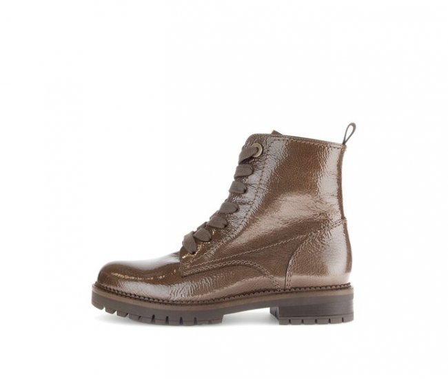 Gabor Damen Schnürstiefelette Braun - Lackleder