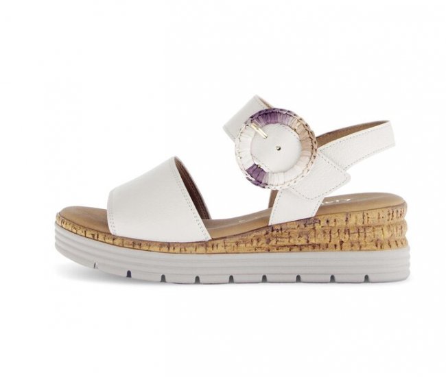 Gabor Damen Riemchensandale Creme - Glattleder