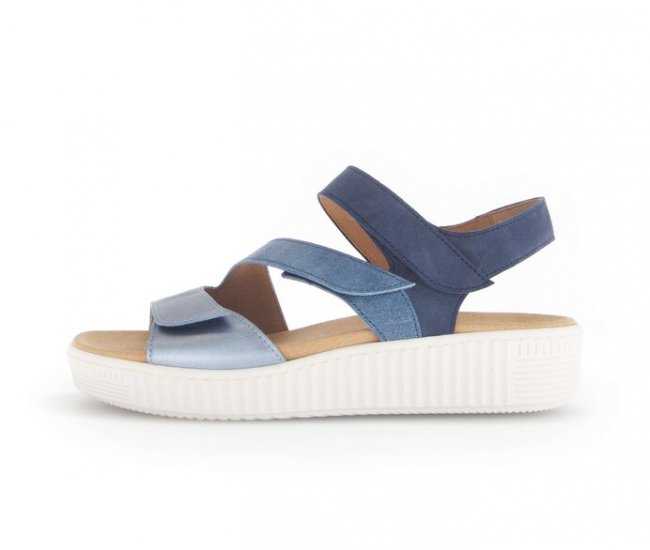 Gabor Damen Plateau Sandale Blau - Materialmix Leder