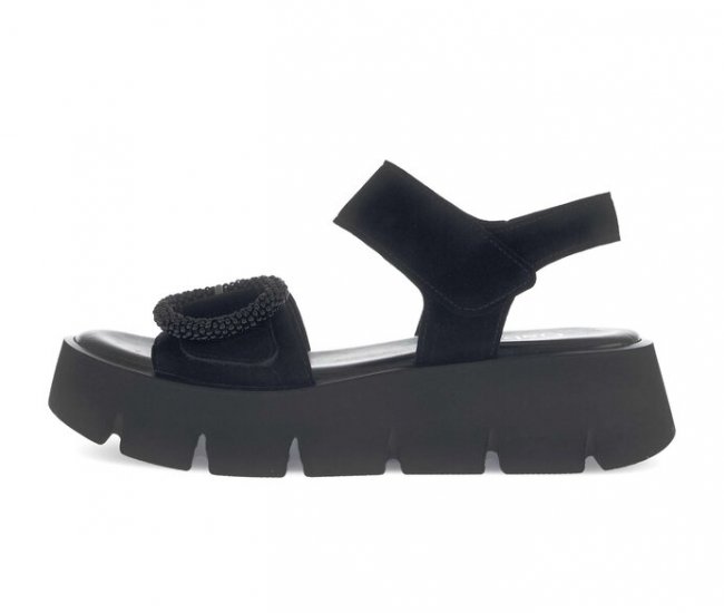 Gabor Damen Plateau Sandale Schwarz - Rauleder