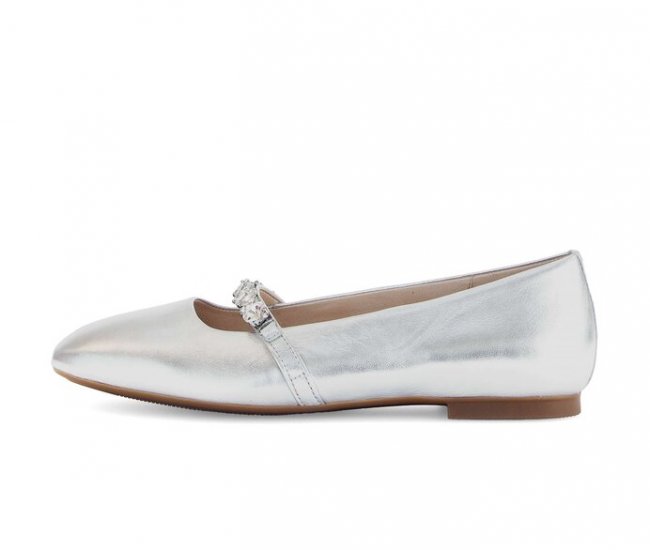 Gabor Damen Eleganter Ballerina Silber - Effektleder
