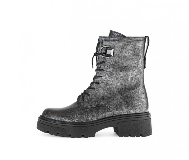 Gabor Damen Biker Boots Grau - Effektleder