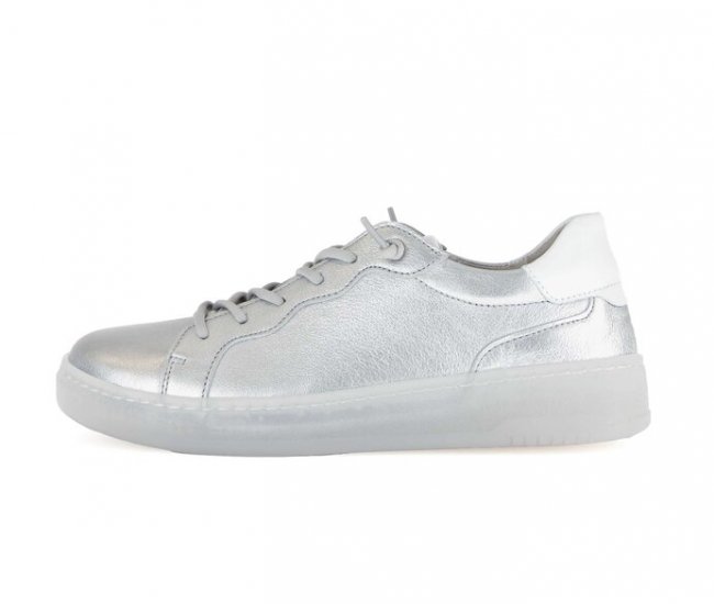 Gabor Damen Sneaker Low Silber - Materialmix Leder