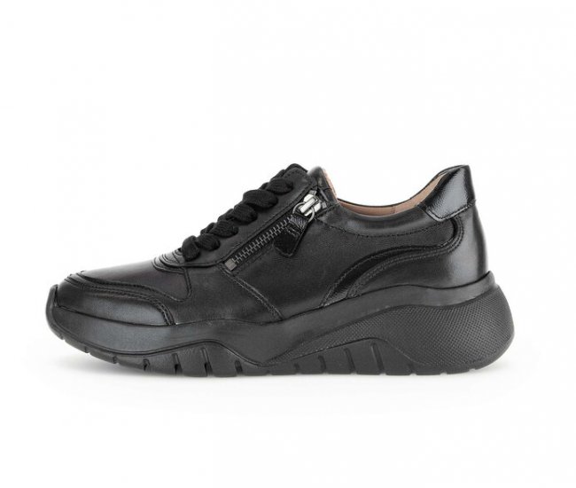 Gabor Damen Sneaker Low Schwarz - Materialmix Leder