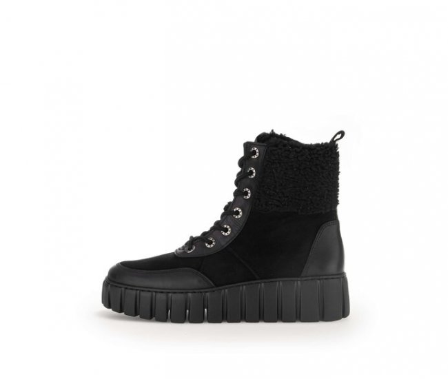 Gabor Damen Plateau Stiefelette Schwarz - Materialmix Leder/Lederimitat