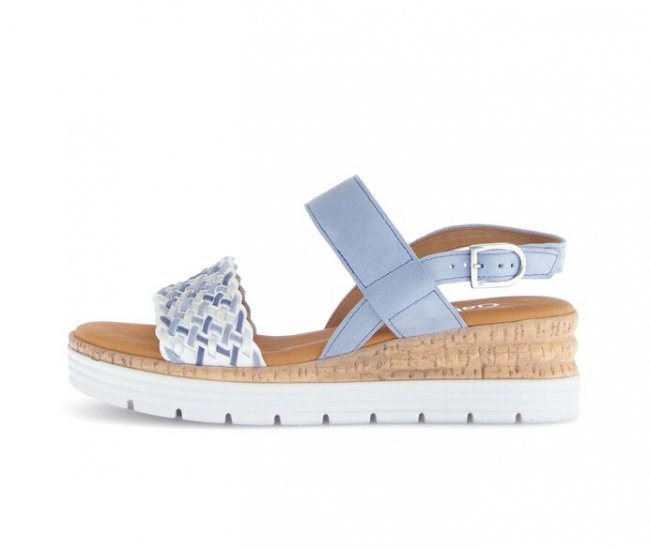 Gabor Damen Riemchensandale Blau - Materialmix Leder